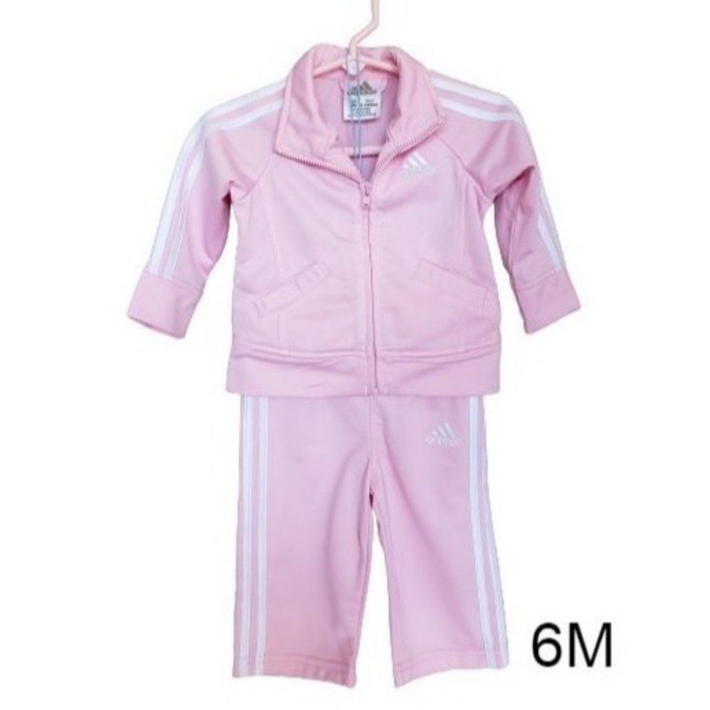 Adidas Girls Sweatpants Pink 2 Piece Track Set Jacket & Pants Set 6M NWOT